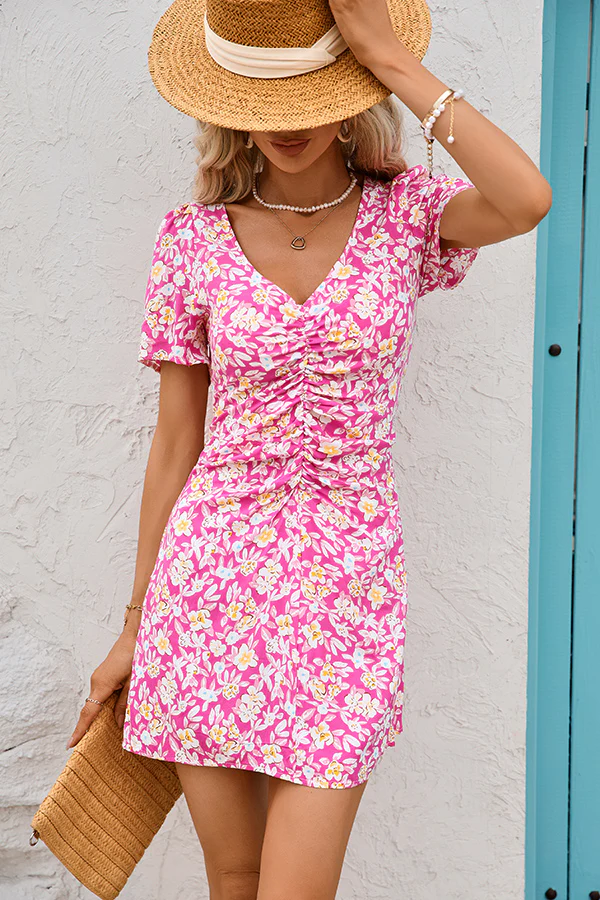 Fashion Floral Print Cute Mini Dress